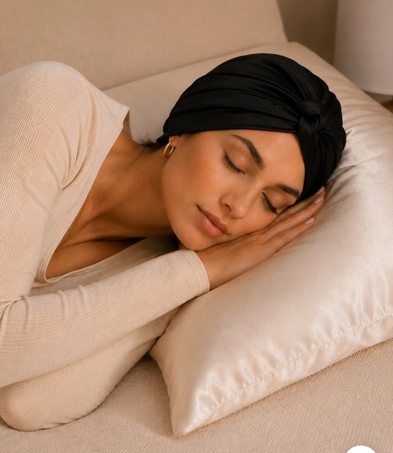 Bonnet de nuit en soie de murier 22 momme | SOMNELA NOIR