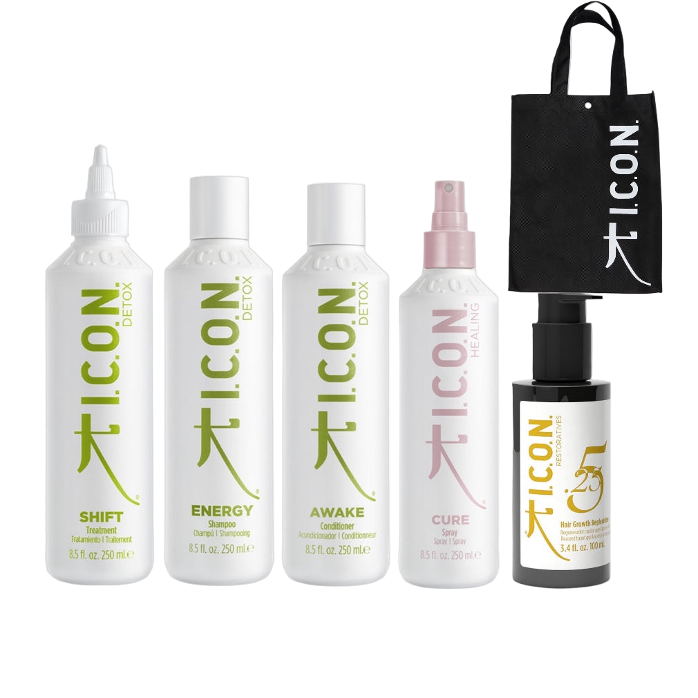 Routine chutes de cheveux fins ou épais tout types de cheveux sac icon offert