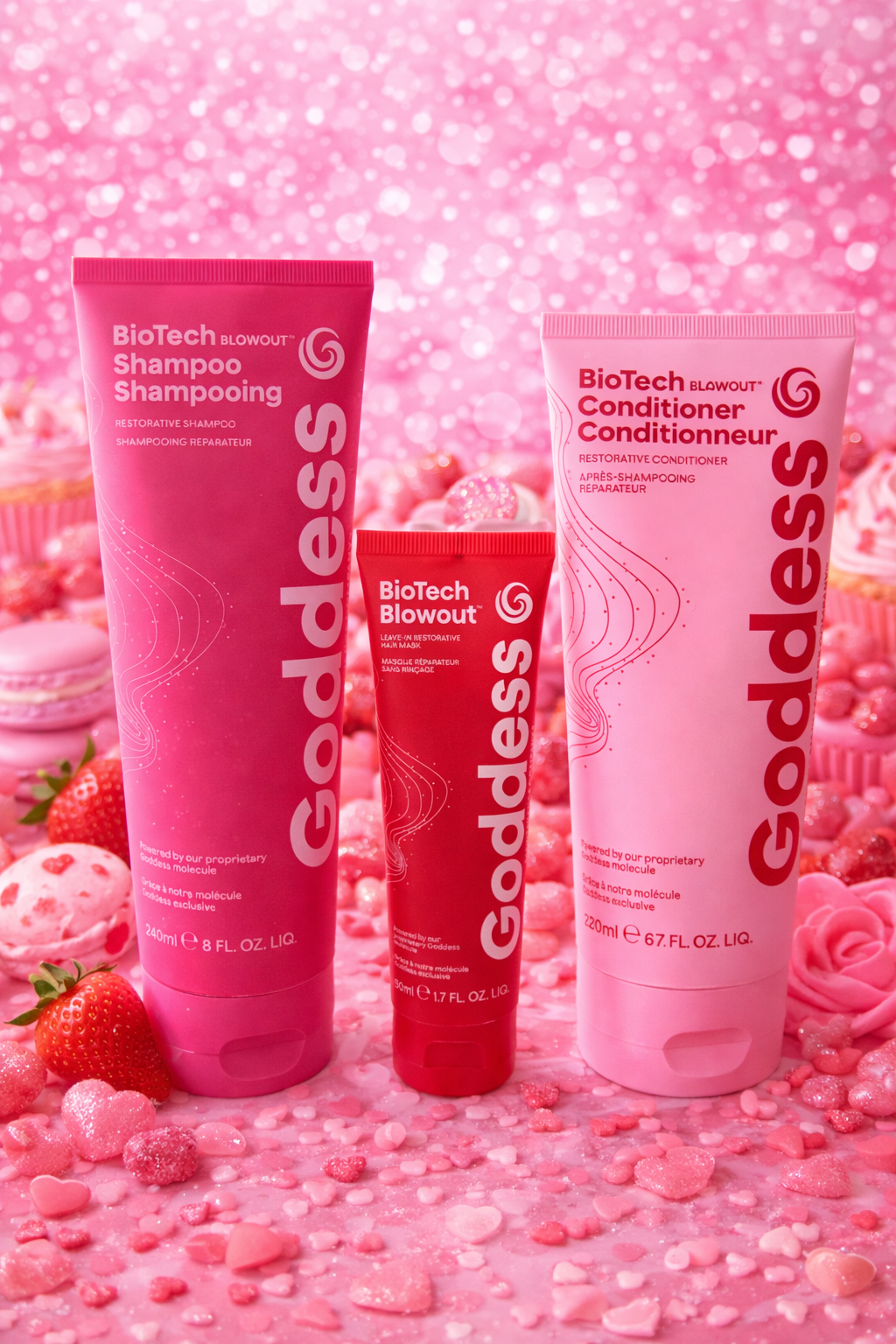 Goddess Biotech Blowout trio shampoing après-shampoing masque sans rinçage