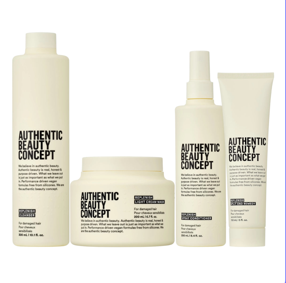 Gamme de soins capillaires Authentic Beauty Concept : bains, masques et sprays