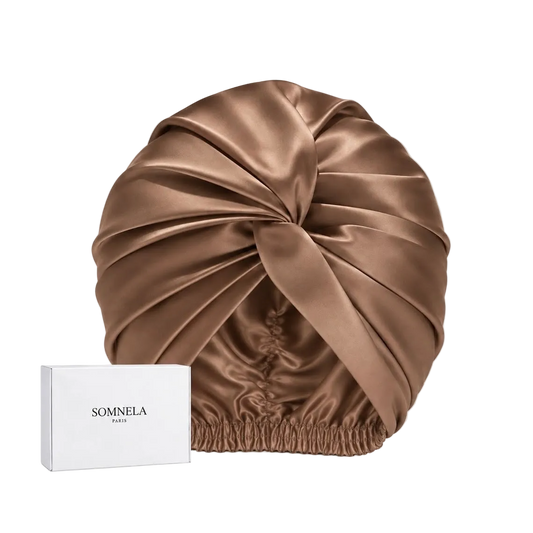 Bonnet de nuit en soie de murier 22 momme | SOMNELA CHOCOLAT