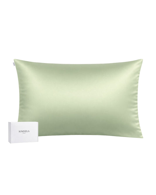 Taie d'oreiller en soie de Mûrier 22 momme vert sauge