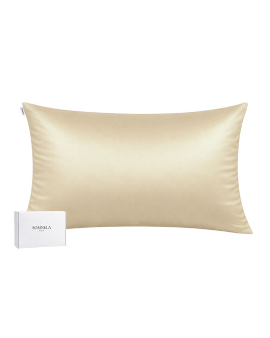 Taie d'oreiller en soie de Mûrier 22 momme champagne