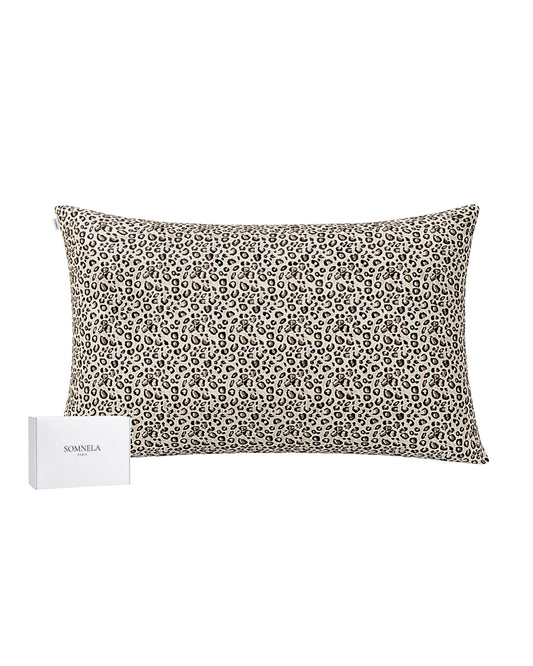 Taie d'oreiller en soie de Mûrier 22 momme léopard
