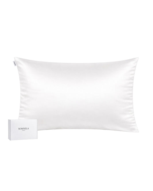 Taie d'oreiller en soie de Mûrier 22 momme blanc ivoir