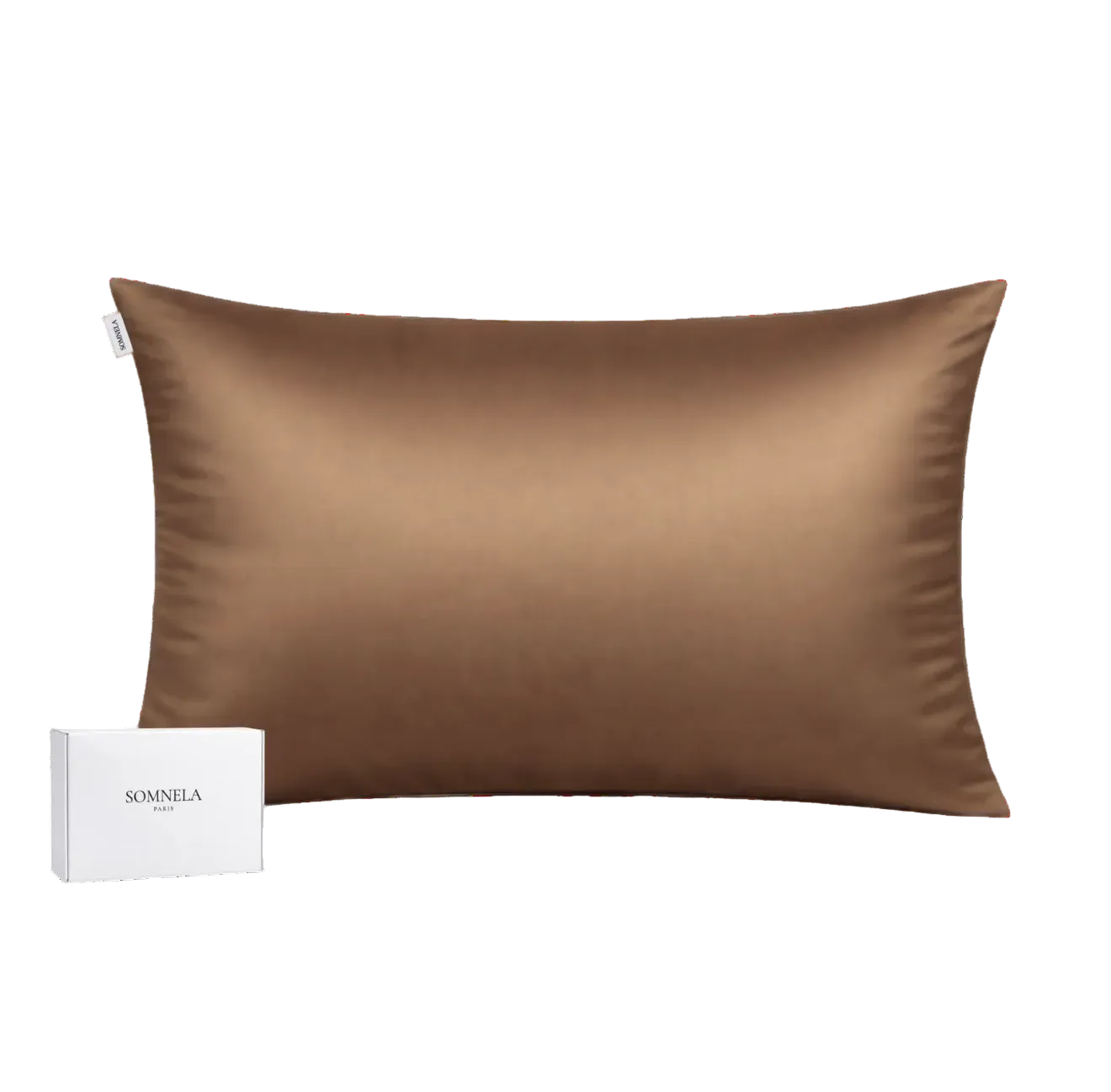 TAIE D'OREILLER CHOCOLAT SOIE 22 MOMME