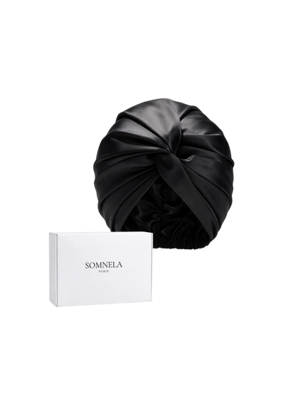 Bonnet de nuit en soie de murier 22 momme | SOMNELA NOIR