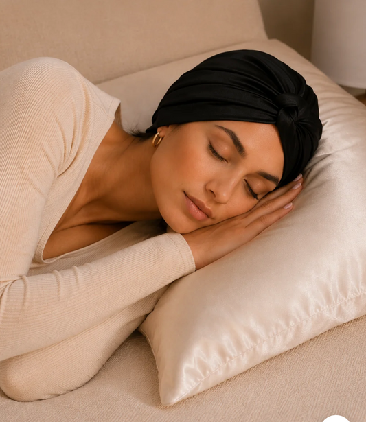 Bonnet de nuit en soie de murier 22 momme | SOMNELA NOIR