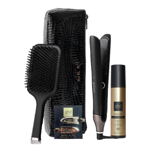 Chronos noir - brosse et pochette coffret GHD xmas