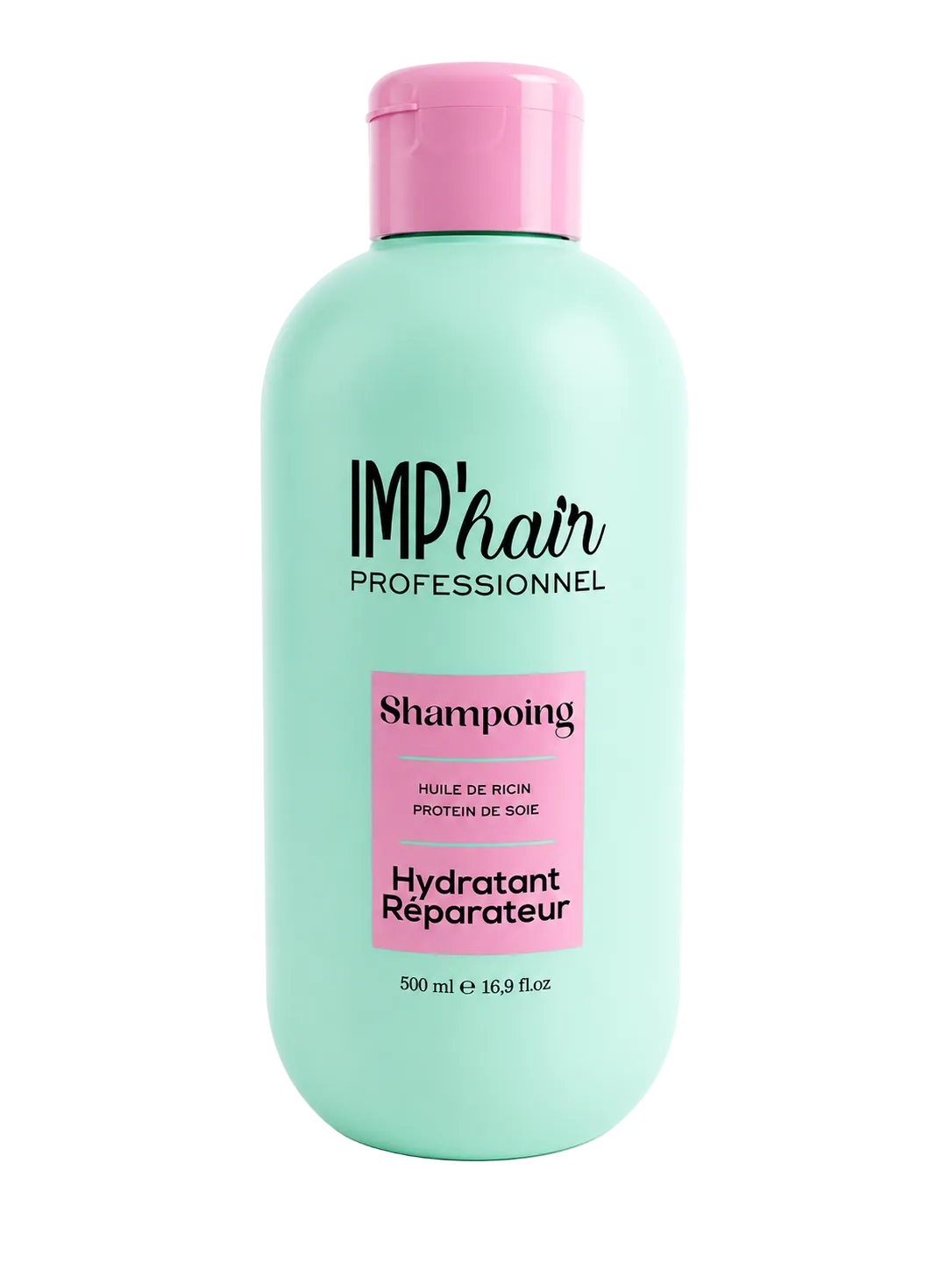 Shampoing Hydratant Réparateur – Huile de Ricin & Protéines de Soie – IMP’Hair Professionnel 500 ml