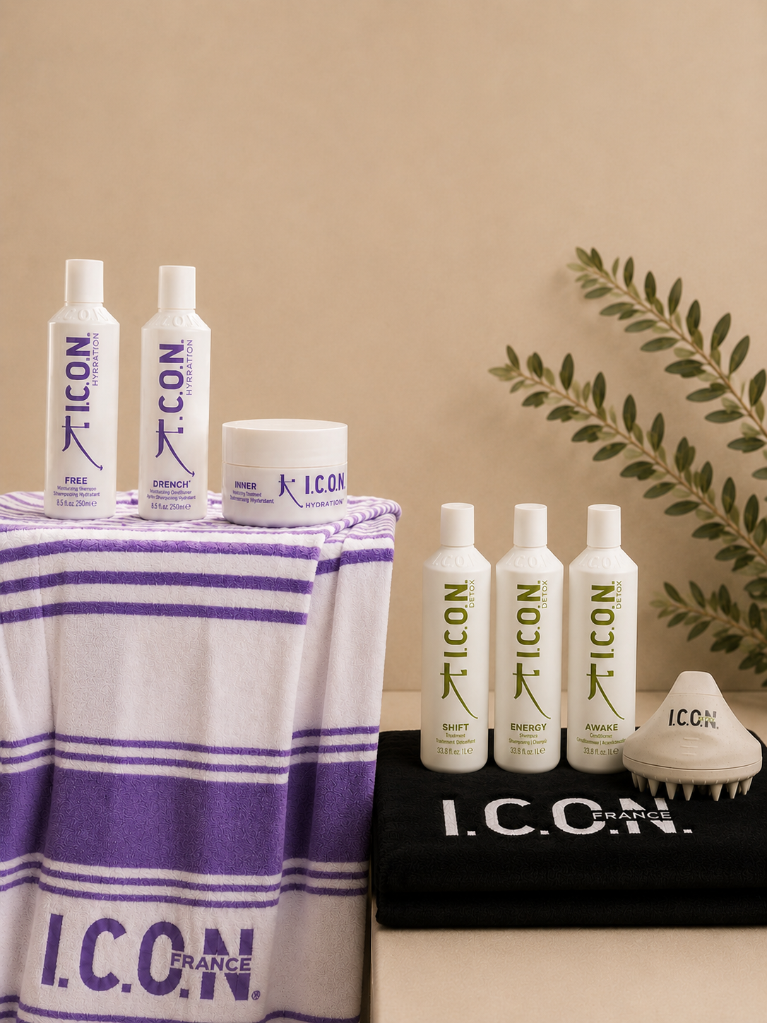 Icon pack hydratation et detox fouta et brosse detox offert