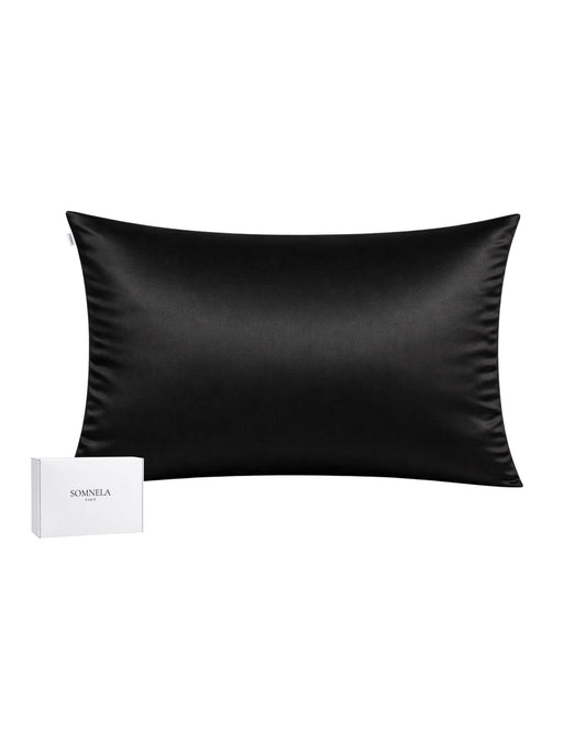 Taie d'oreiller en soie de Mûrier 22 momme noir
