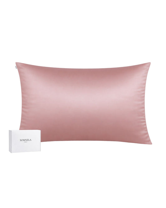 Taie d'oreiller en soie de Mûrier 22 momme rose